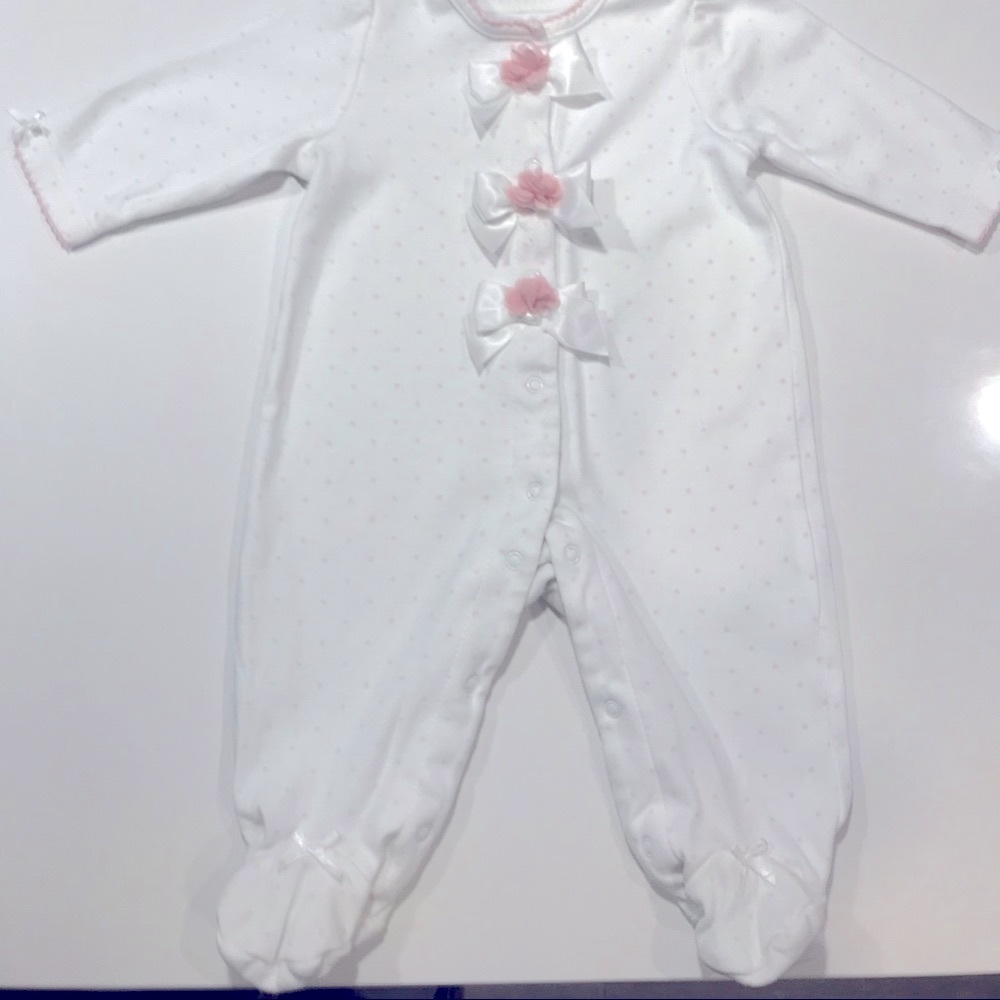 NWOT 2 piece baby girl 100% Cotton pink and white matching set - Picture 7 of 7